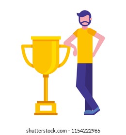 young man with trophy avatar character