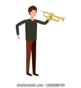 young man with trumpet character