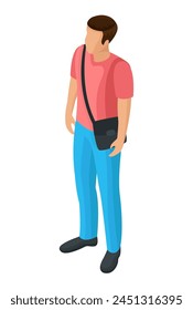 young man in t-shirt vector illustration