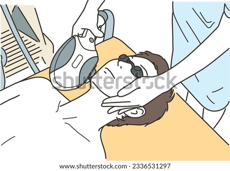 Young man undergoing beard hair removal treatment
