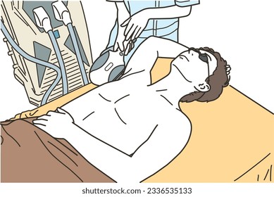 Young man undergoing hair removal treatment svg