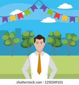 young man upperbody cartoon