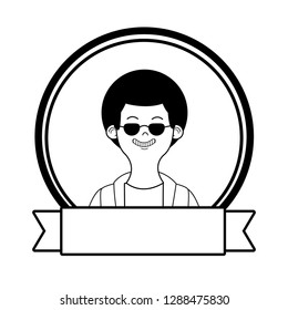 young man upperbody cartoon