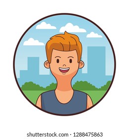young man upperbody cartoon
