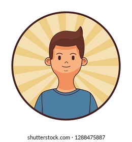 young man upperbody cartoon