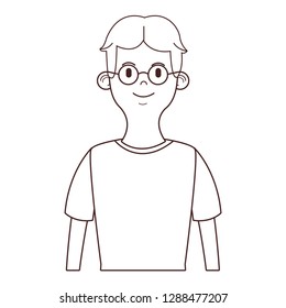 young man upperbody cartoon