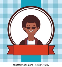 young man upperbody cartoon