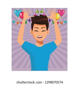 young man upperbody cartoon