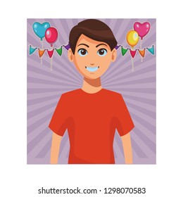 young man upperbody cartoon