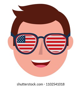 young man with USA glasses