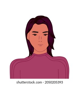 Young man user avatar. Flat stock vector illustration.