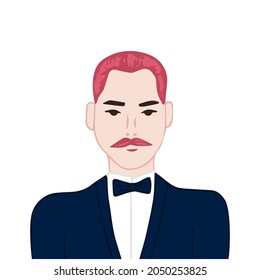 Young man user avatar. Flat stock vector illustration.