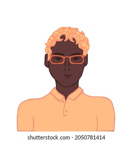 Young man user avatar. Flat stock vector illustration.