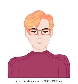 Young man user avatar. Flat stock vector illustration.