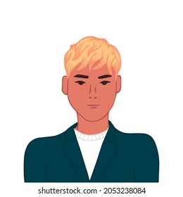 Young man user avatar. Flat stock vector illustration.