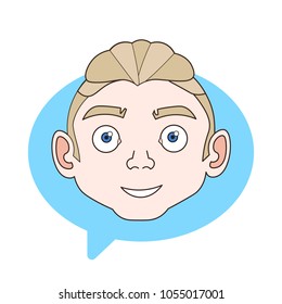 Young Man User FaceI Symbol auf Chat-Bubble-Hintergrund männliches Profil Avatar einzeln