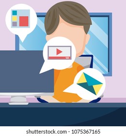 Young man using computer