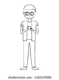 young man using mobile device