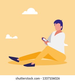 young man using smartphone