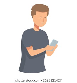 Jonge man met behulp van smartphone, surfen op internet, chatten online, spelen mobiele spel, video bekijken
