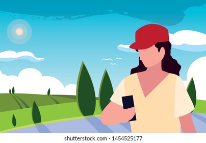 young man using smartphone social media