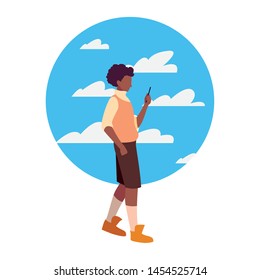 young man using smartphone social media