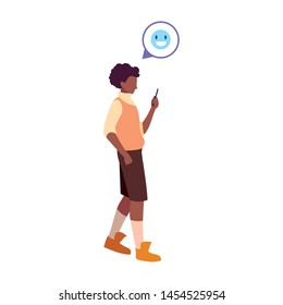 young man using smartphone social media