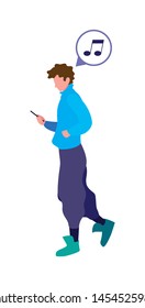 young man using smartphone social media