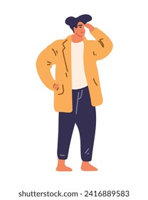 Young man, vector illustration in cartoon style