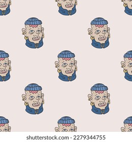 Young man vector seamless pattern. Cute repeat background for textile, design, fabric, cover etc.	