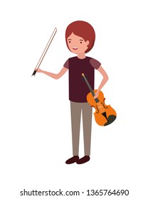 young man with violin character
