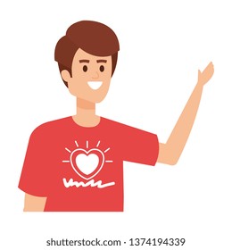 young man volunteer character