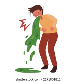 Young Man Vomiting Vector Image