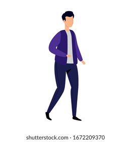 young man walking avatar character vector illustration design
