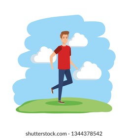 young man walking character