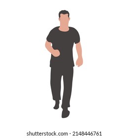 Joven ilustración caminando con fondo blanco