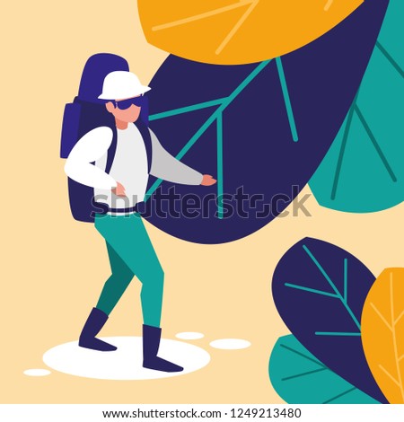 young man walking in the jungle