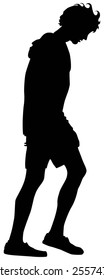 young man walking looking up silhouette.vector