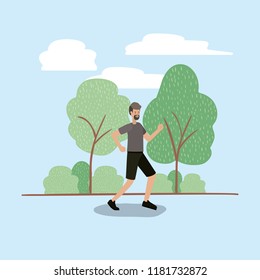 young man walking on the park