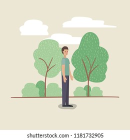 young man walking on the park