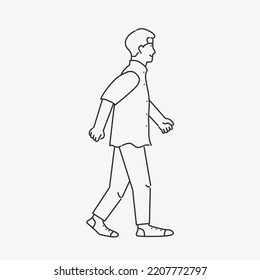 young man walking from the side illustration 