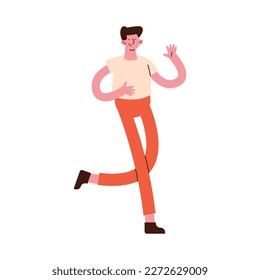 young man walking smiling character