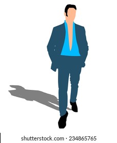 Young man walking, vector 