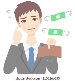 young man with wallet flat style avatar
