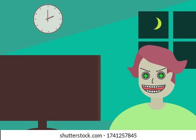 young man is watching the news on TV at home