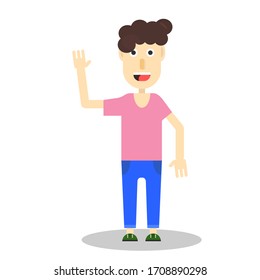 Young man waving hand vector graphics