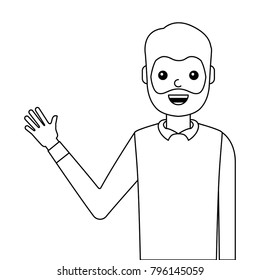 young man waving happy avatar character