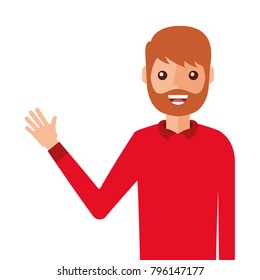 young man waving happy avatar character
