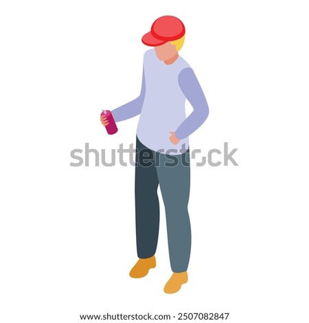 Young man wearing a cap is holding a spray can, he is about to create a graffiti