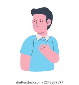 young man wearing eyeglasses character